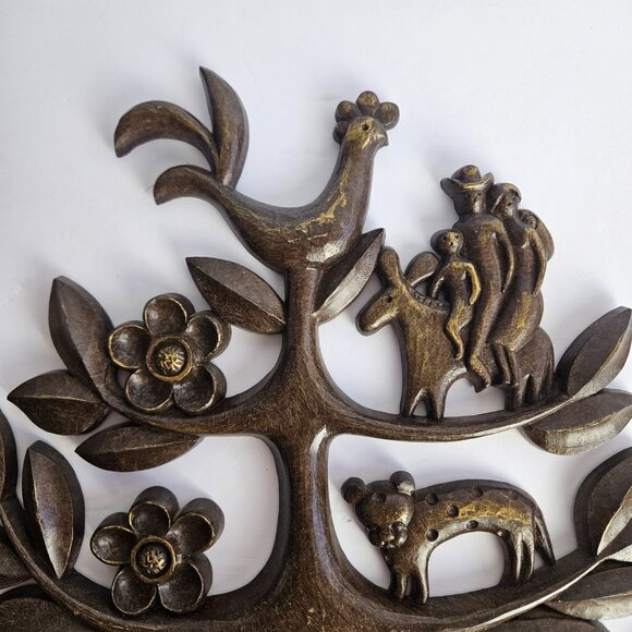 Vintage Homeco Tree of Life Wall Decor – Pair of Mid-Century Syroco Style Plaque - Picture 6 of 16